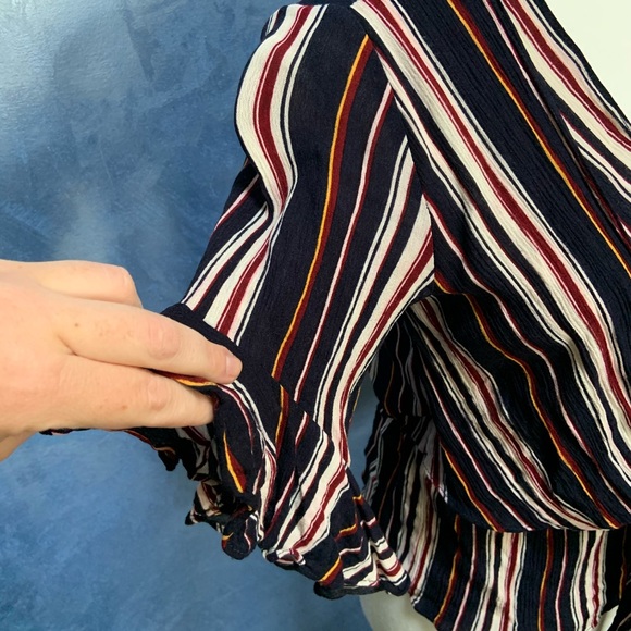 Red | Blue | Yellow Striped Peplum Top - Picture 3 of 10